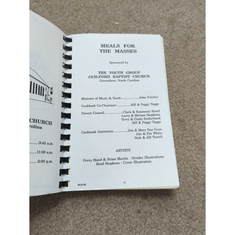 Guilford Baptist Church Greensboro, NC Meals‎ For The Masses Cookbook 1992